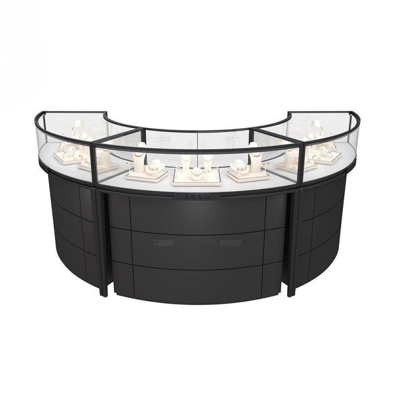 MYSHINE DISPLAY's Circular Jewelry Display Case with Lock for Jewelry Store Center 80