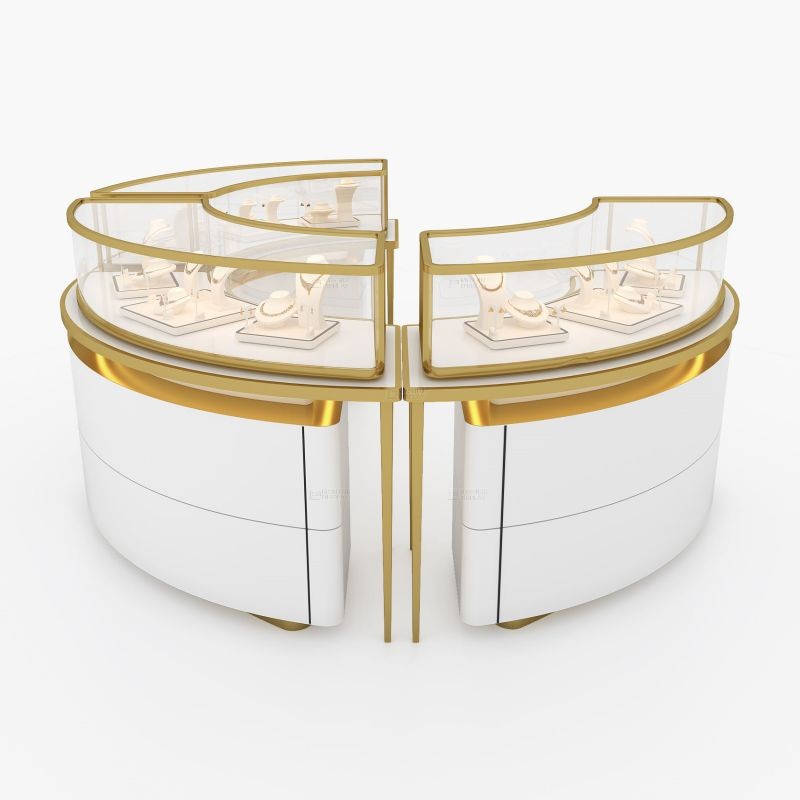 High-Quality Round Display Case with Lock for Jewelry Store Center by MYSHINE DISPLAY 82