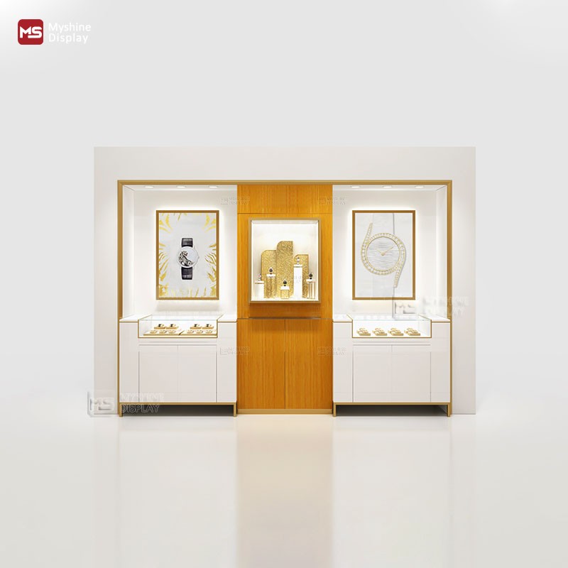 Jewelry Store Wall Showcase Sleek and Elegant Design by MYSHINE DISPLAY