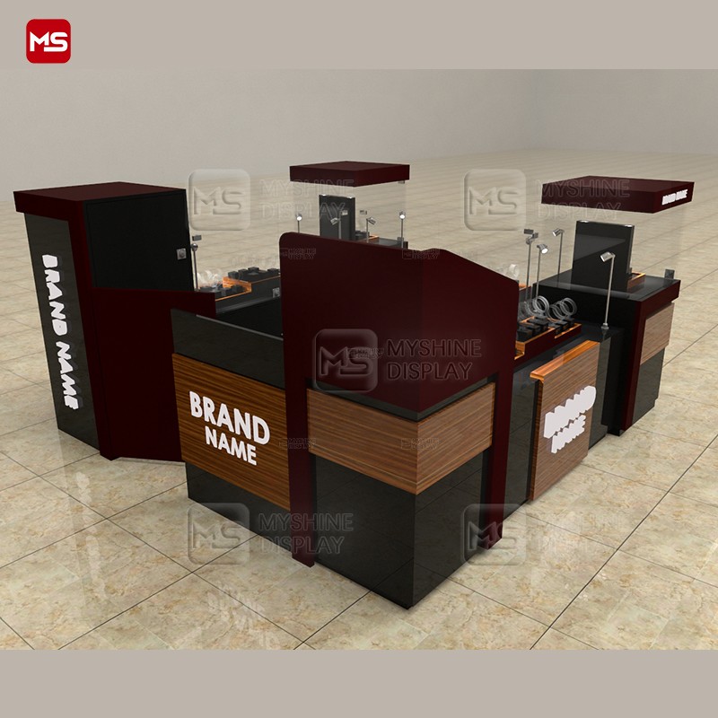 MYSHINE DISPLAY Customized Mall Kiosk For Jewelry watches Wooden K17