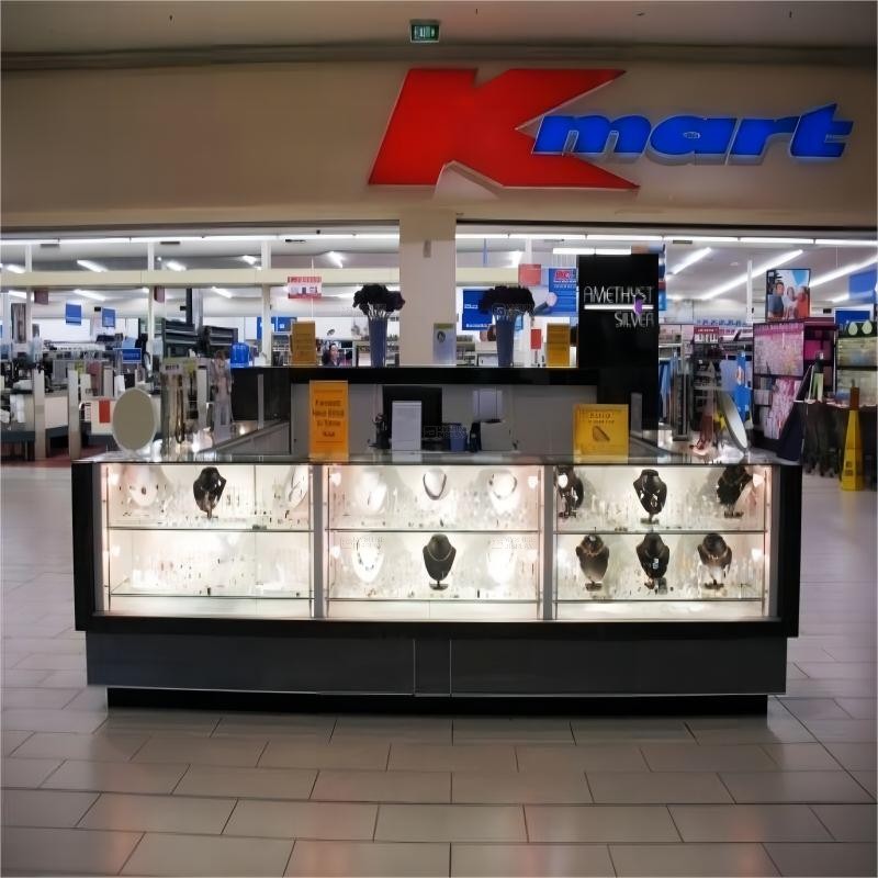 MYSHINE DISPLAY Lockable Wooden Led Lighting Jewelry Kiosk For Mall K20