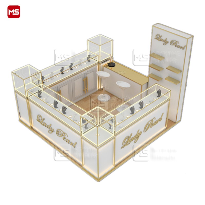 MYSHINE DISPLAY Custom-made Gold Color Jewelry Display Counters for Malls K53