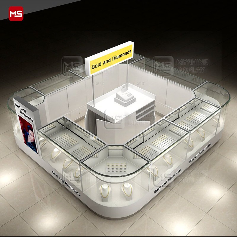 MYSHINE DISPLAY Mall Kiosk Design with Modern Jewelry Showcase K60