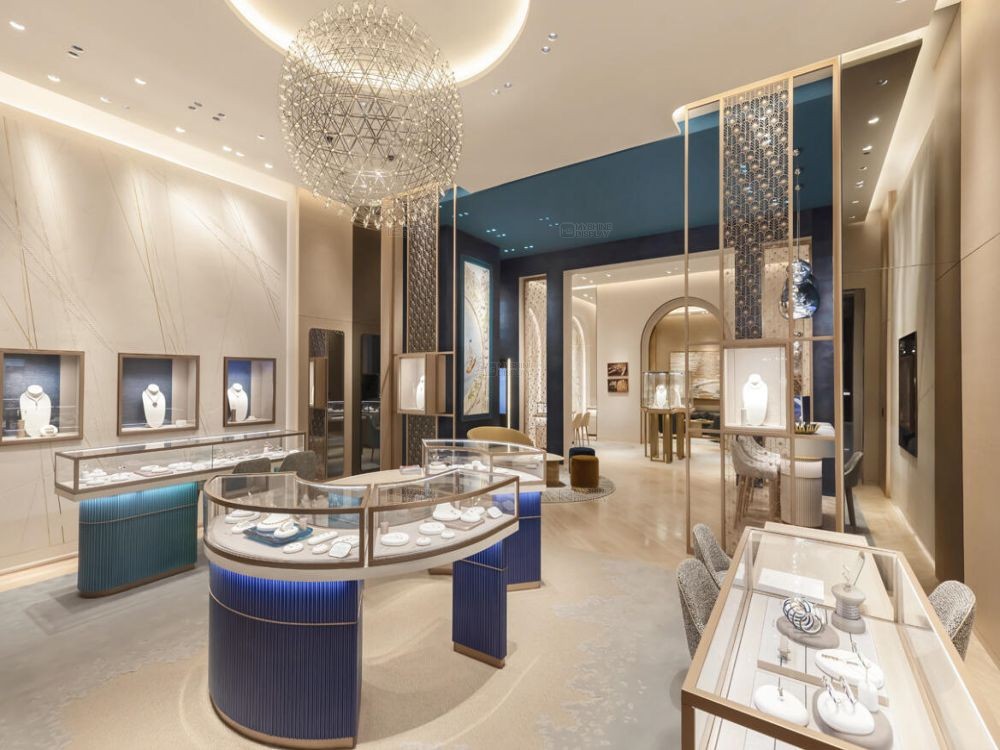 Modern luxury jewelry store design with MYSHINE DISPLAY 145