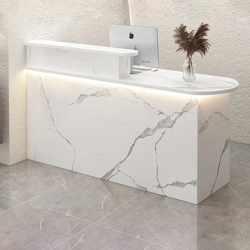 Luxurious white marble cashier desk for upscale jewelers MYSHINE DISPLAY C34