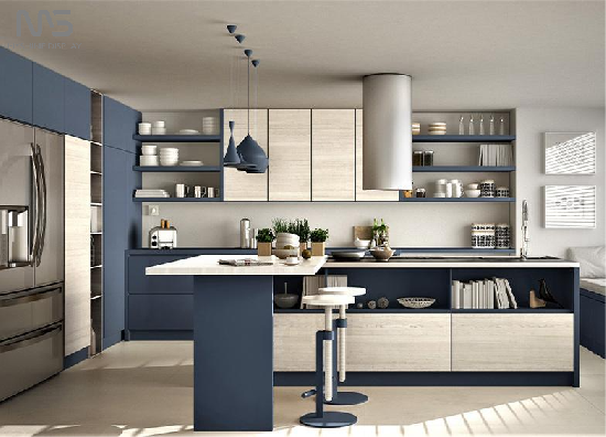 MYSHINE DISPLAY Kitchen Wall Cabinets Midnight Blue Kitchen Cabinets No.13