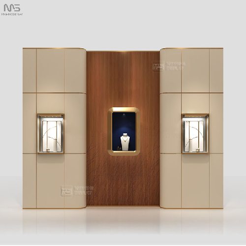 Custom Jewelry Shop Decoration Furniture Design Gold Glass Display MYSHINE DISPLAY