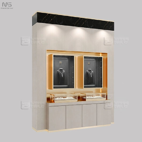 Custom decorative wall jewelry glass display case for sale MYSHINE DISPLAY