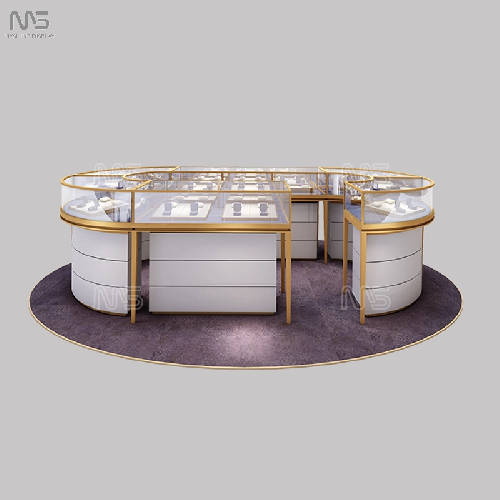 Modern Round Jewelry Display Counter with Drawers