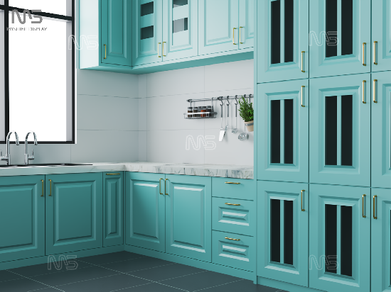 MYSHINE DISPLAY Cabinets Blue Painting Kitchen Cabinets Unit No.62