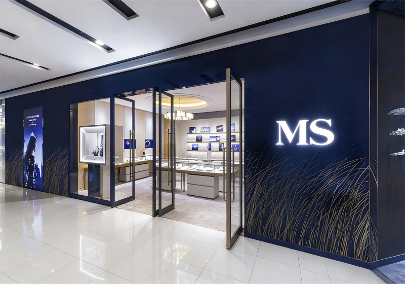 Luxury Blue-Themed Jewelry Store Showcase System