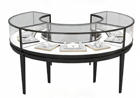 Luxury Commercial Round Glass Jewelry Showcases