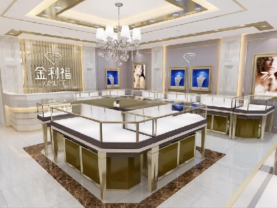 Gold & Wood Contemporary Jewelry Store Design
