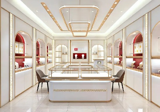 Red & Gold Chinese Luxury Jewelry Store Design