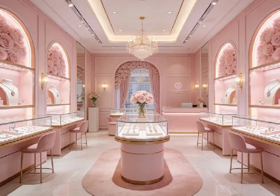 Romantic Pink Luxury Jewelry Store Design