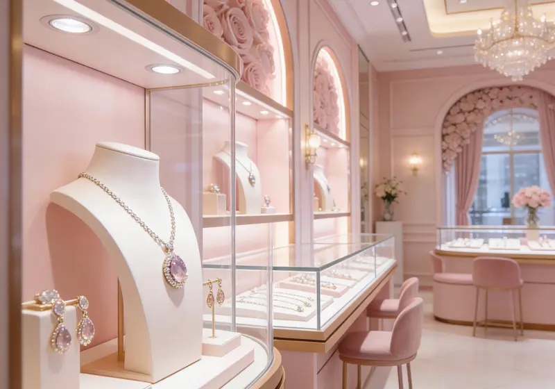 Romantic Pink Luxury Jewelry Store Design