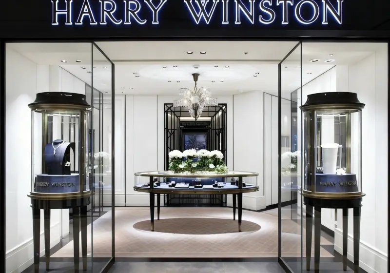 Harry Winston Black & White Luxury Jewelry Store Interior Design
