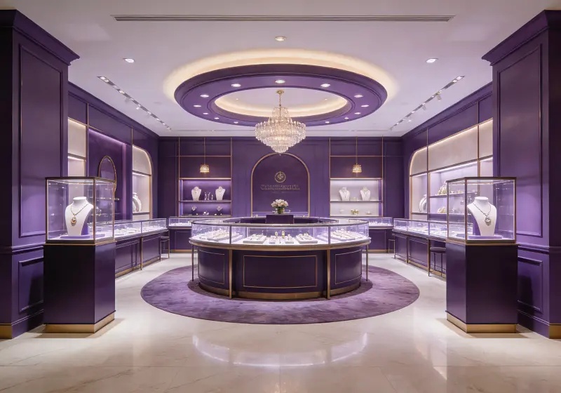 Regal Purple Luxury Jewelry Store Design
