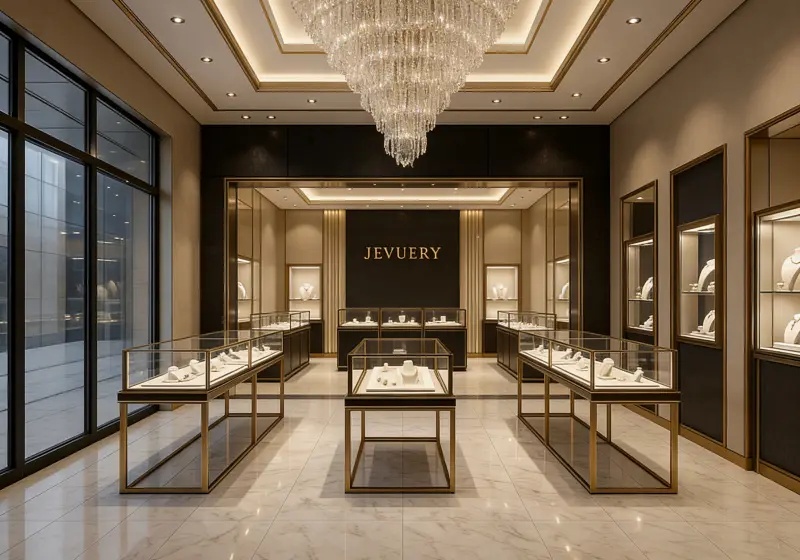 Black & Gold Minimalist Luxury Jewelry Store Design