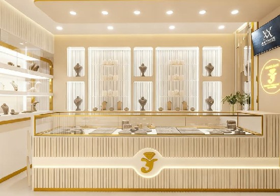 Cream & Gold Minimalist Luxury Jewelry Store Design