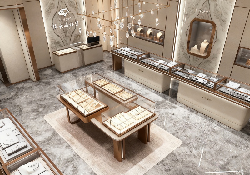 Walnut Brown & Beige Warm Light Luxury High-End Jewelry Store