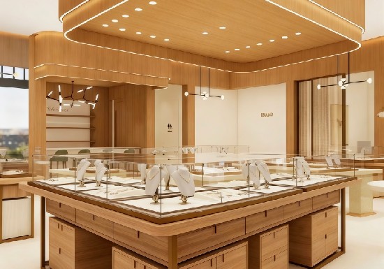 Light Wood & White Modern Minimalist Light Luxury Jewelry Store