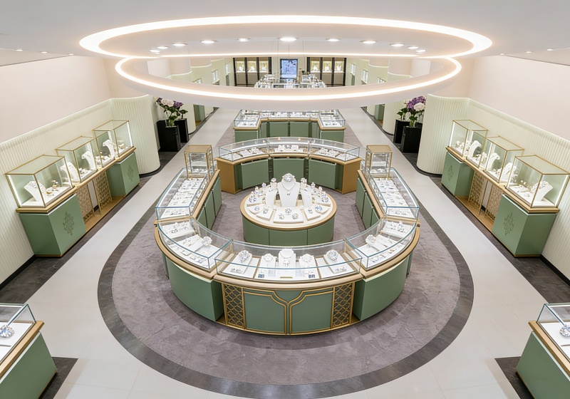 Mint Green & Cream Elegant Luxury Jewelry Store with Circular Layout