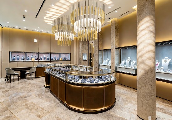 Deep Bronze & Beige Stone High-End Business Luxury Jewelry Store