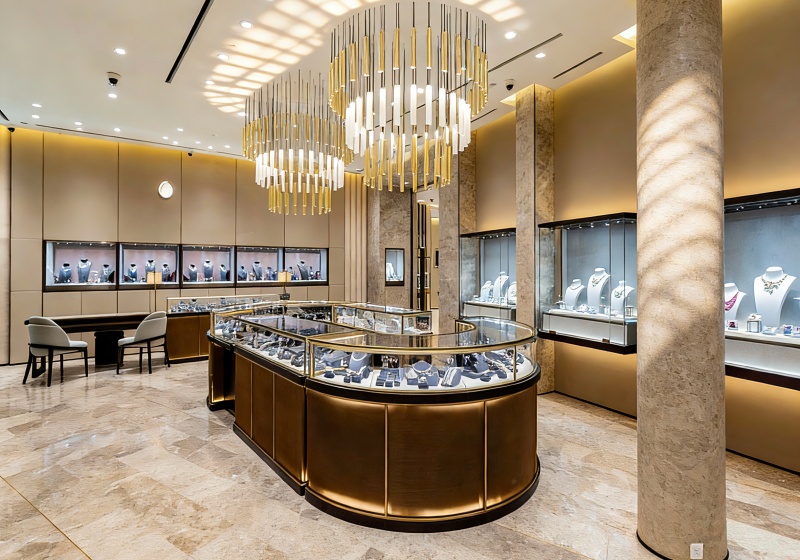 Deep Bronze & Beige Stone High-End Business Luxury Jewelry Store