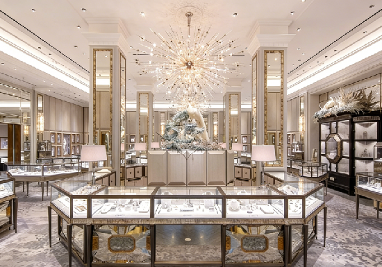 Sleek White & Gold Jewelry Display Cases