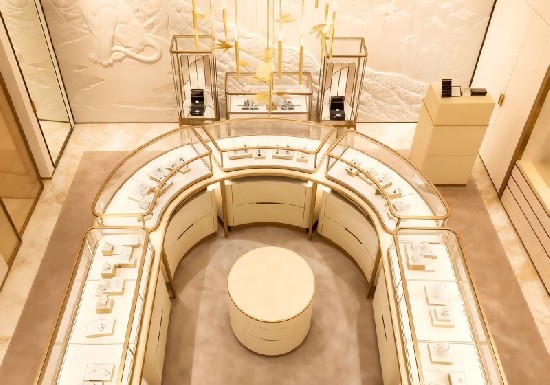Cream & Gold French Elegant Luxury Jewelry Store with Relief Wall