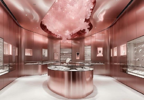 Rose Gold & Crystal Futuristic Luxury Jewelry Store
