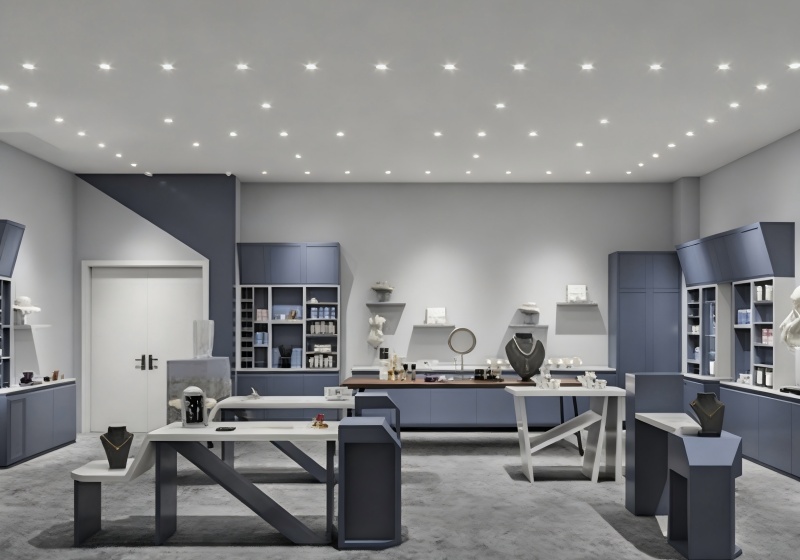 Deep Blue & Gray Minimalist Artistic Jewelry Store