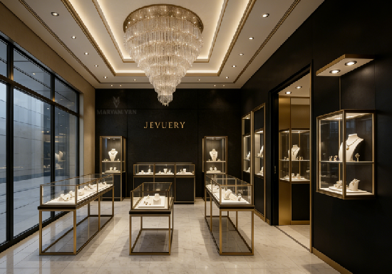 Modern Black & Gold Luxury Jewelry Display Cases