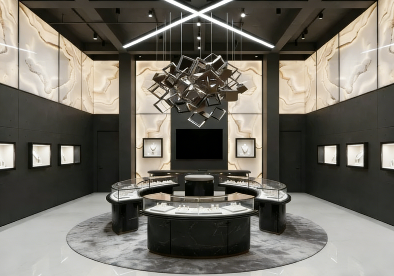 Modern Urban Luxury Jewelry Showcase