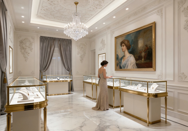 Ivory & Gilded Gold French Neoclassical Luxury Jewelry Store