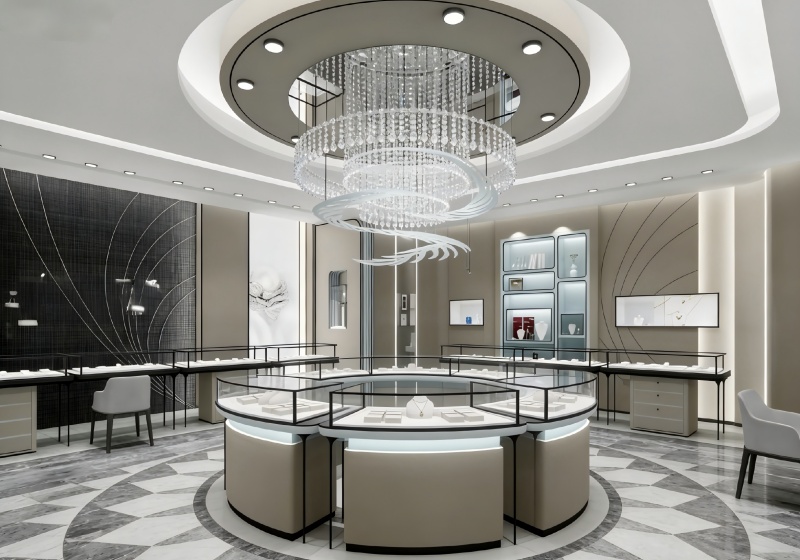 Light Beige & Charcoal Gray Modern Luxury Jewelry Store