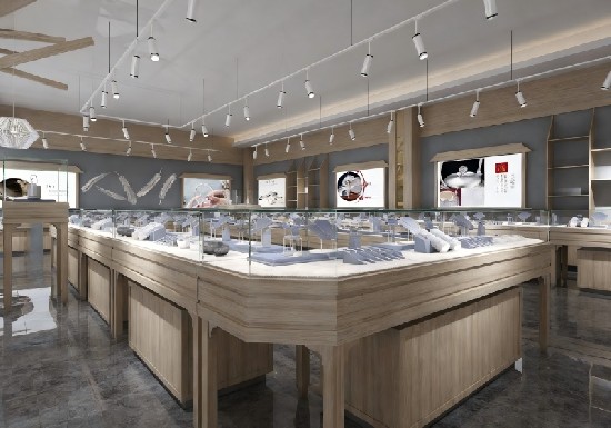 Light Oak & Slate Gray Minimalist Natural Jewelry Store