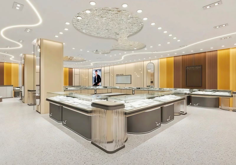 Cream & Warm Gold Modern Light Luxury Jewelry Store
