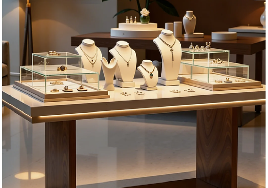 Wood & Stone Jewelry Display Table