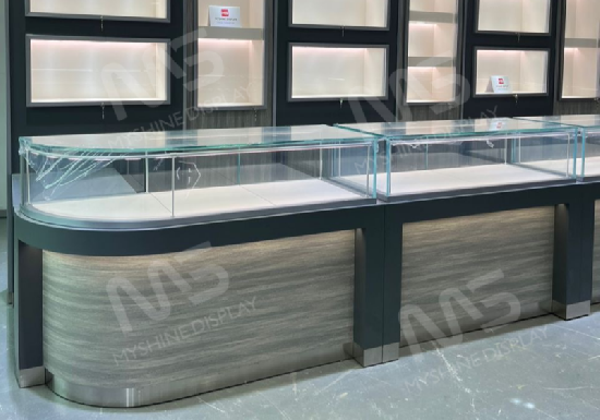 Modern Curved Jewelry Display Counter