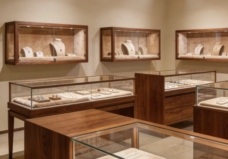 Premium Glass & Wood Jewelry Showcases for Fine Jewelry