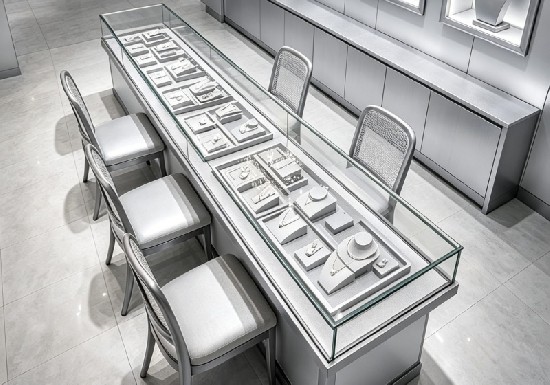 White silver color with nice color jewelry showcase