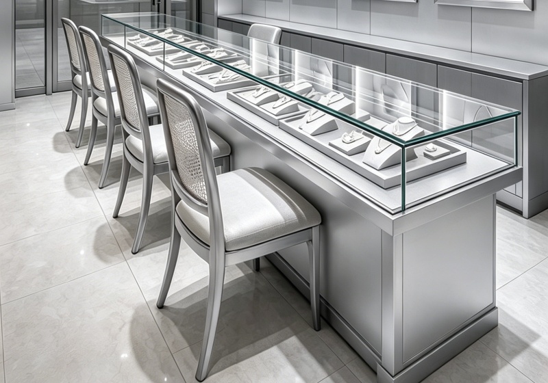 White silver color with nice color jewelry showcase