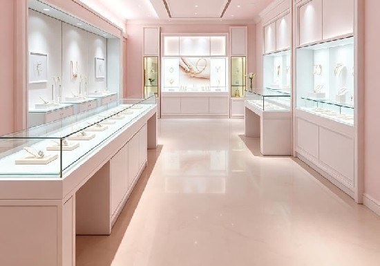 Elegant Pink Jewelry Boutique Interior Design