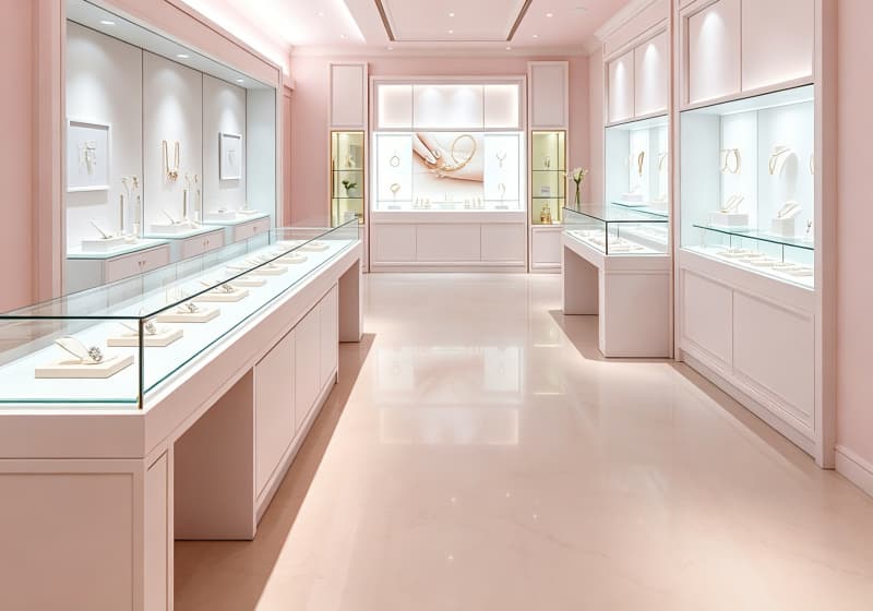 Elegant Pink Jewelry Boutique Interior Design