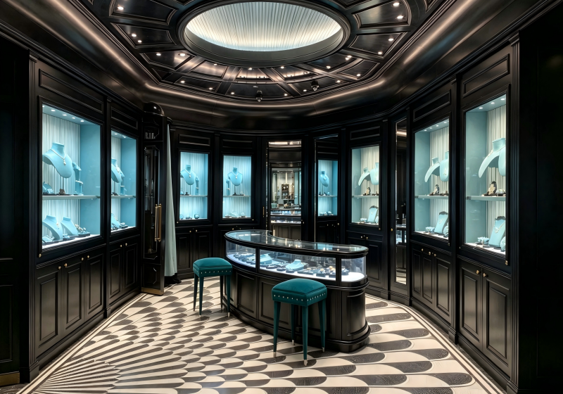 Art Deco Black & Turquoise Luxury Jewelry Boutique
