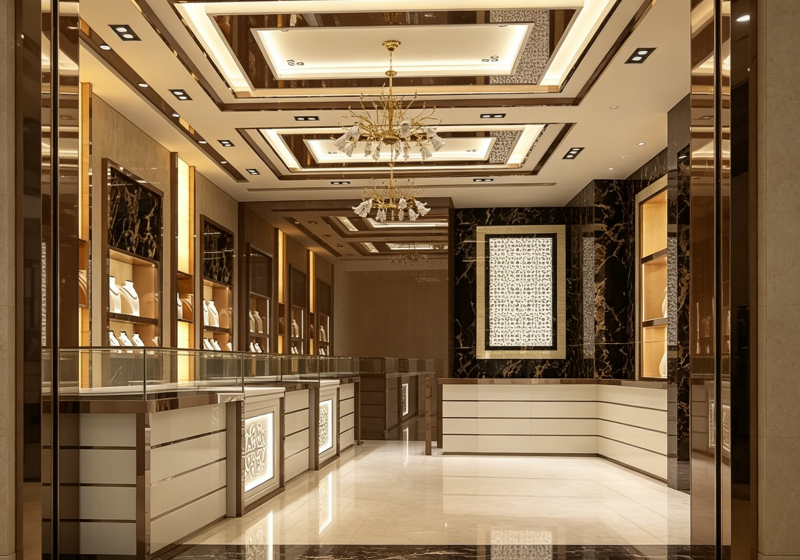 Luxury Marble & Gold-Tone Jewelry Display Cases