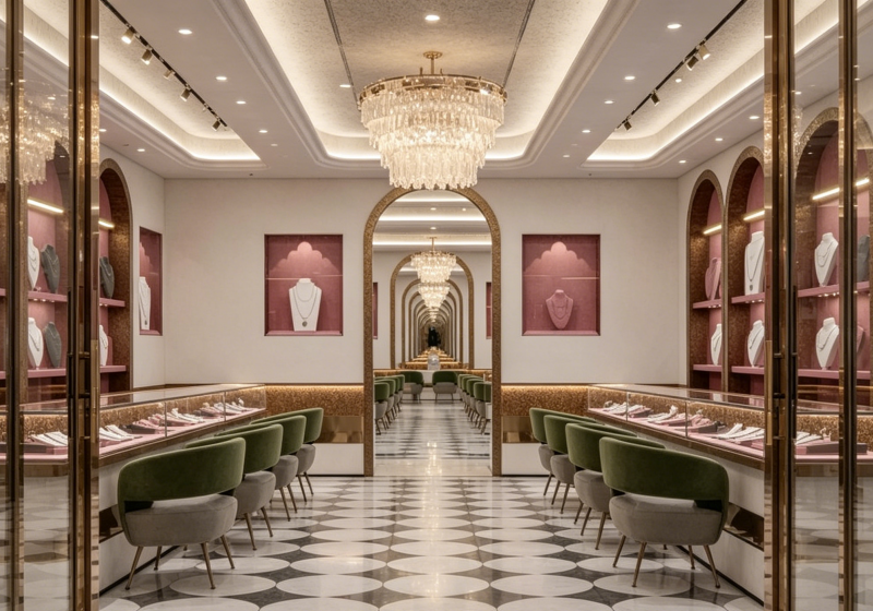 Blush Pink & Gold Luxury Jewelry Display Cases | MyShine