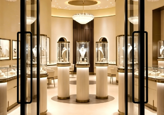 Luxury Curved Jewelry Boutique Interior Design